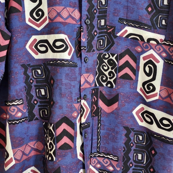 ESQUIRE Vintage Men's Button-down Aztec Pattern - Picture 6 of 7